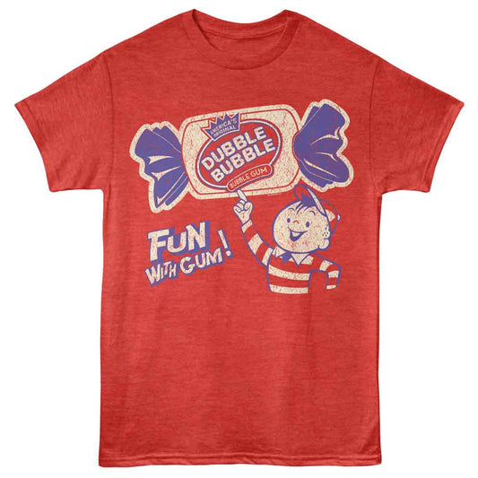 Tootsie Roll - Fun With Gum - American Classics - Front Print Red Heather Adult Short Sleeve T-Shirt
