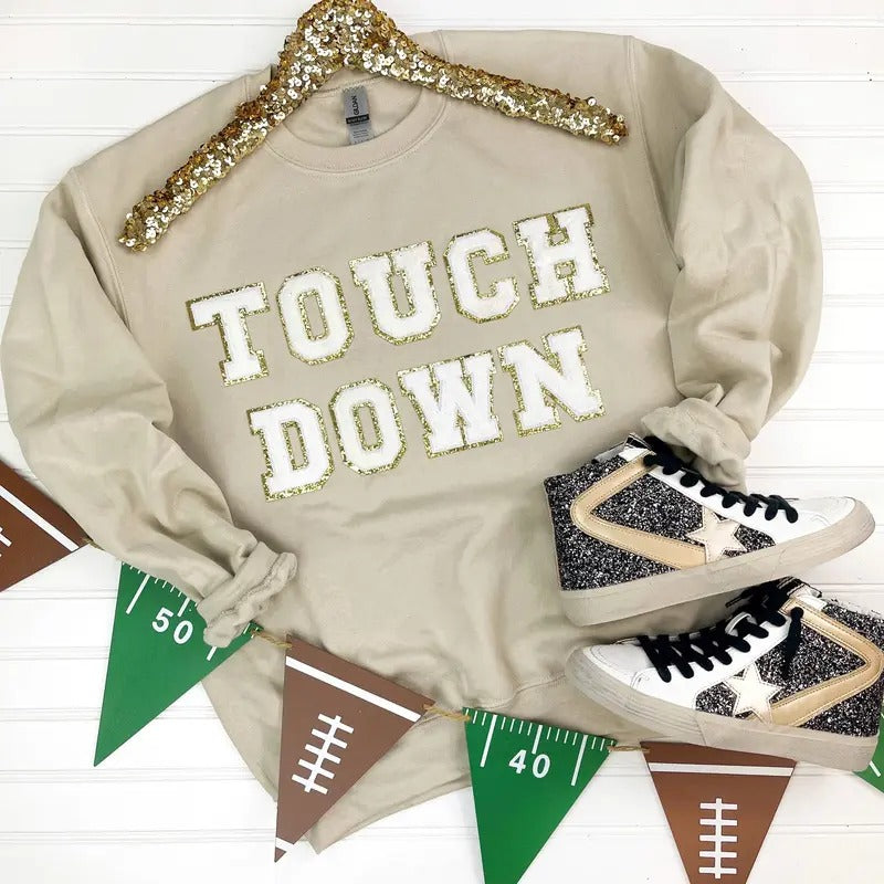 TOUCHDOWN Patch Sweatshirt *Final Sale* T-Shirts, Hoodie | InkThreadWorks.com