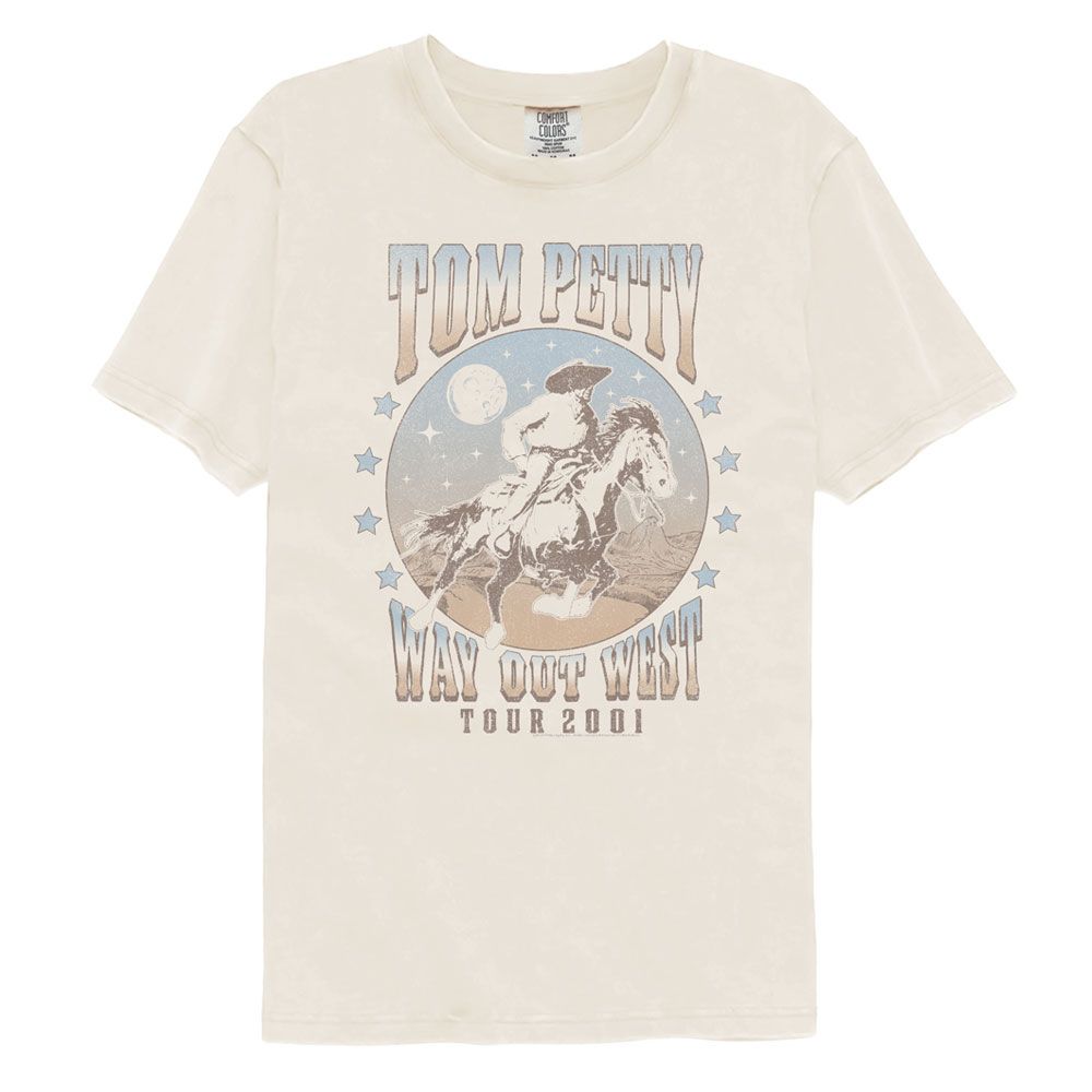 Tom Petty - Way Out West 2001 - American Classics - Solid Beige Adult Short Sleeve Comfort Color T-Shirt