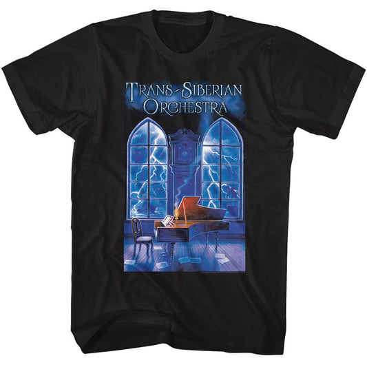 Trans Siberian Orchestra - Stormy Piano Scene - American Classics - Solid Black Adult Short Sleeve T-Shirt