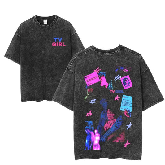 TV Girl Lyric Collage Shirt, Aesthetic Indie Band T-Shirt, Retro Tour Merch Tee, Vaporwave Music Graphic, Unisex Vintage Style Top