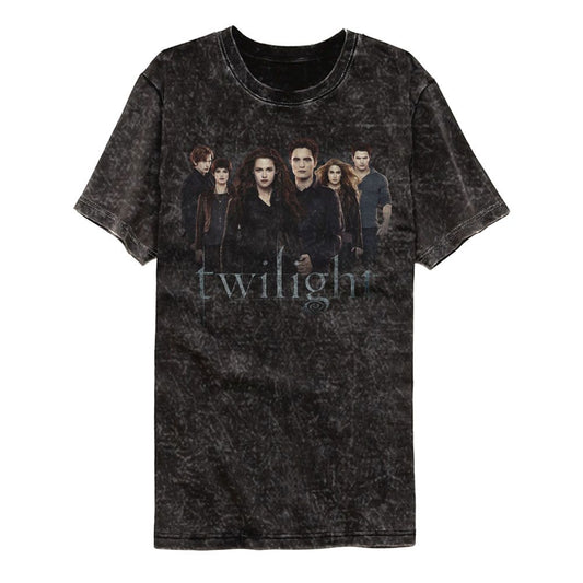 Twilight - Cullen Siblings Group - American Classics - Solid Black Adult Short Sleeve Mineral Wash T-Shirt