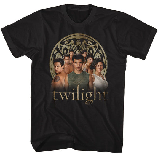 Twilight - Wolf Pack Group Photo - American Classics - Solid Black Adult Short Sleeve T-Shirt
