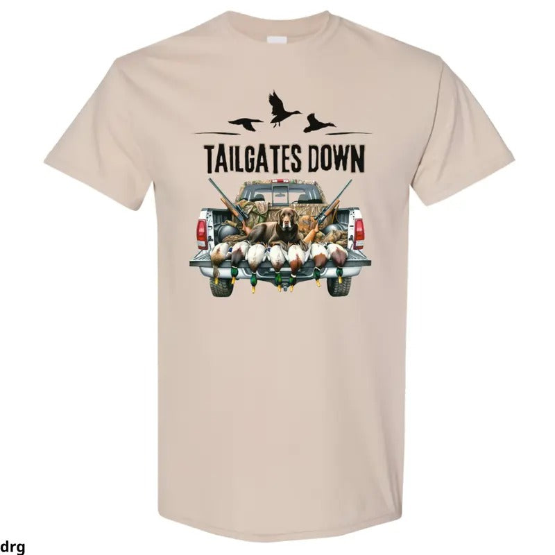 Tailgates Down Hunting T-Shirt, Premium Outdoor Apparel for Duck Hunters and Dog Lovers, Comfortable and Stylish Tee with...