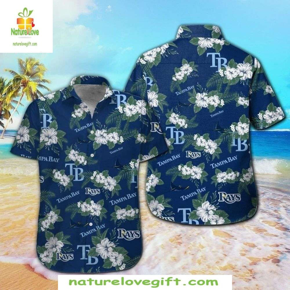MLB Tampa Bay Rays Blue Hibiscus Hawaiian Shirt Baseball Apparel