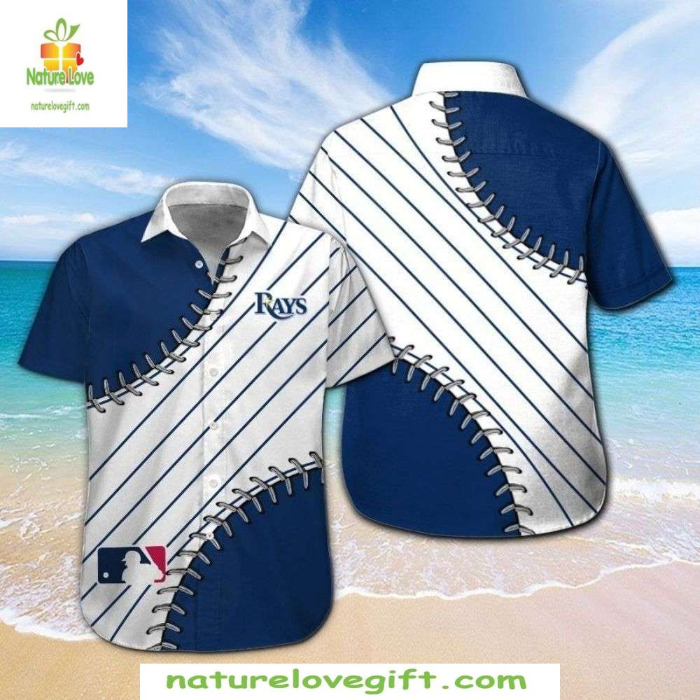 Tampa Bay Rays Pinstripe Baseball Jersey Hawaiian Shirt MLB Apparel