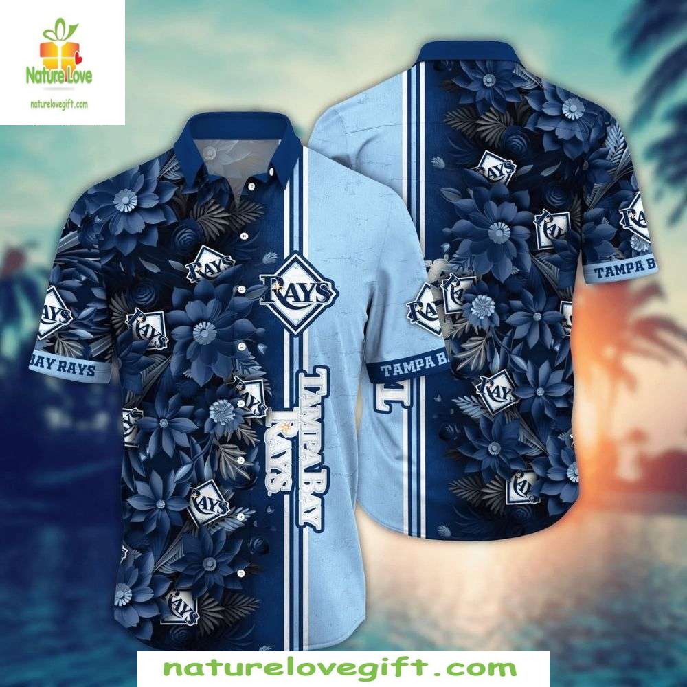Tampa Bay Rays Hawaiian Shirt MLB Floral Blue Aloha Baseball Apparel