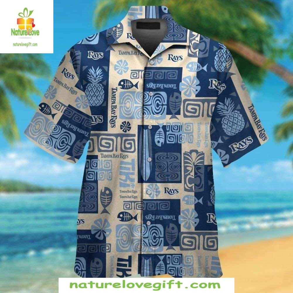 MLB Tampa Bay Rays Hawaiian Shirt Floral Tribal Baseball Apparel