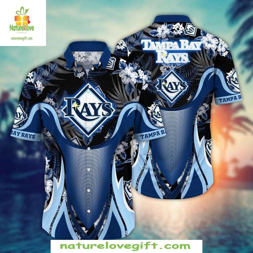 MLB Tampa Bay Rays Hawaiian Shirt Floral Wave Baseball Apparel