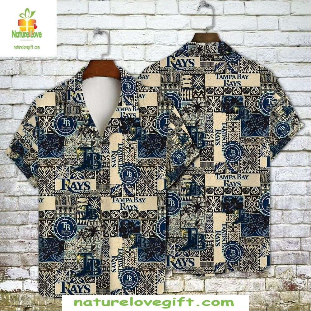 Tampa Bay Rays Hawaiian Shirt MLB Baseball Nautical Native Print Aloha