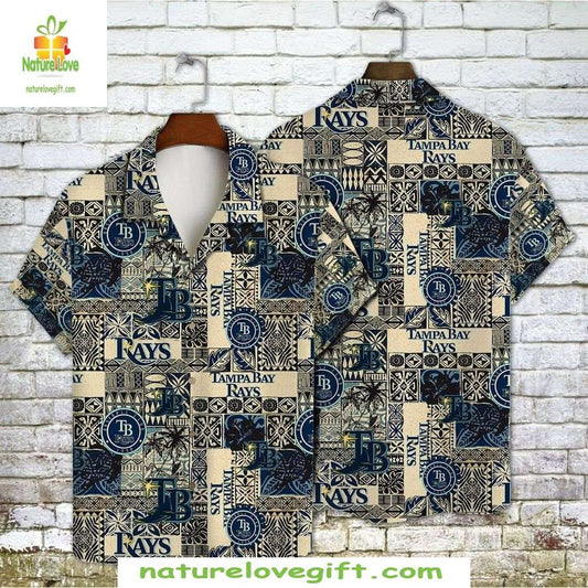 Tampa Bay Rays Hawaiian Shirt MLB Baseball Nautical Native Print Aloha