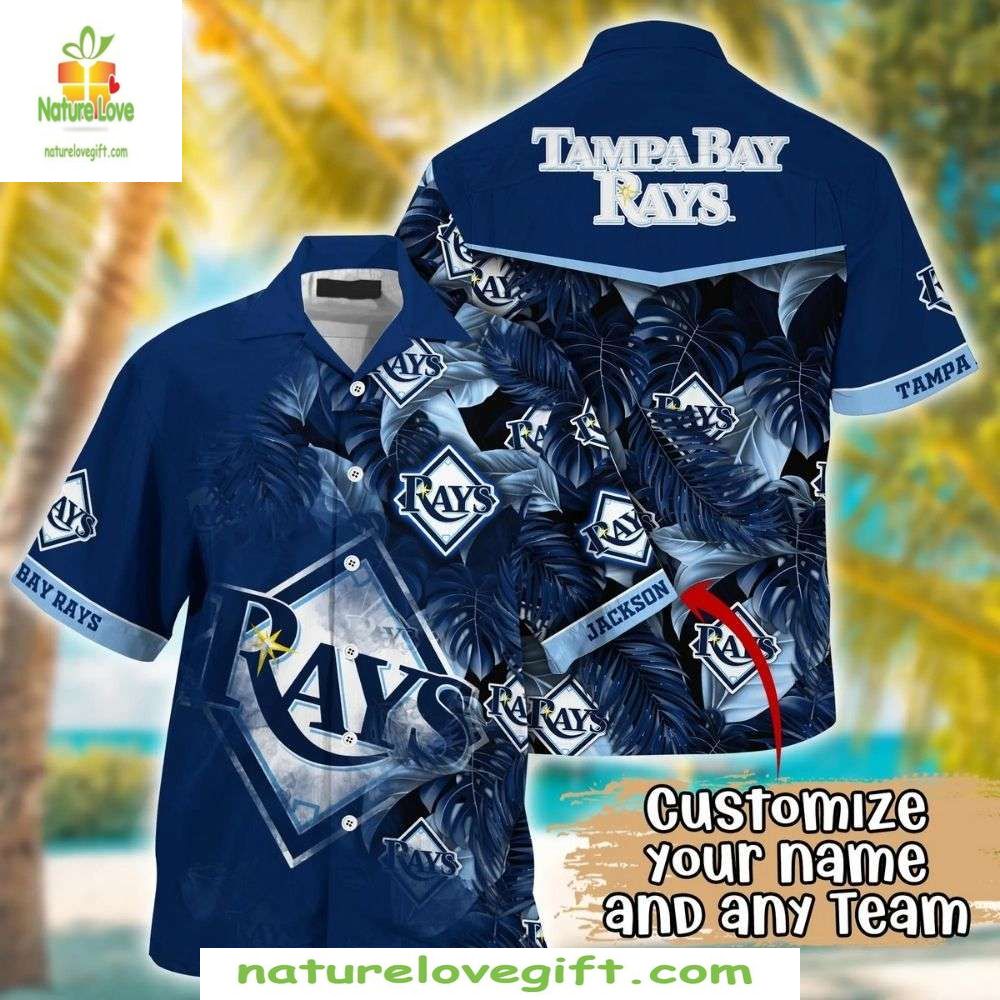 Tampa Bay Rays Hawaiian Shirt Personalized Tropical Leaf Aloha MLB Baseball Apparel
