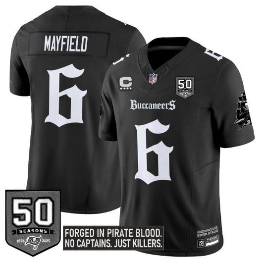 Tampa Bay Buccaneers #6 Baker Mayfield Black F.U.S.E. 50th Season & 4-Star C Patch