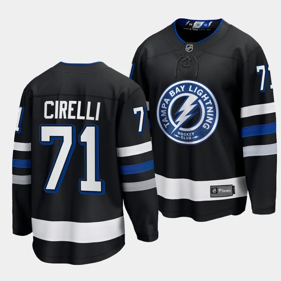 Tampa Bay Lightning #71 Anthony Cirelli 2023-24 Alternate Black Style 1