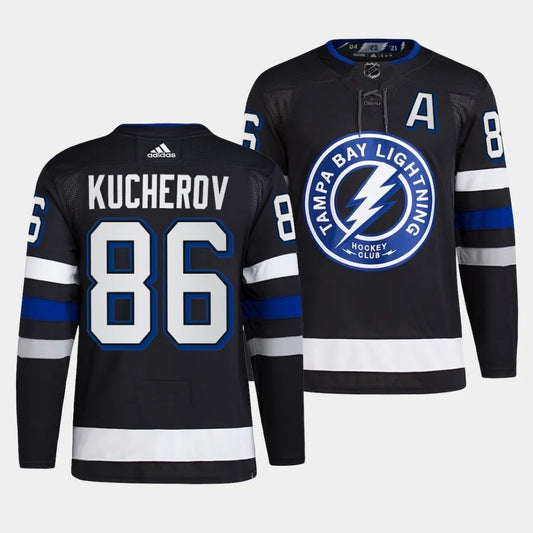 Tampa Bay Lightning #86 Nikita Kucherov 2023-24 Alternate Black Style 2