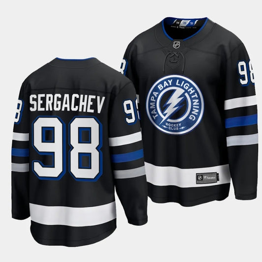 Tampa Bay Lightning #98 Mikhail Sergachev 2023-24 Alternate Black Style 1