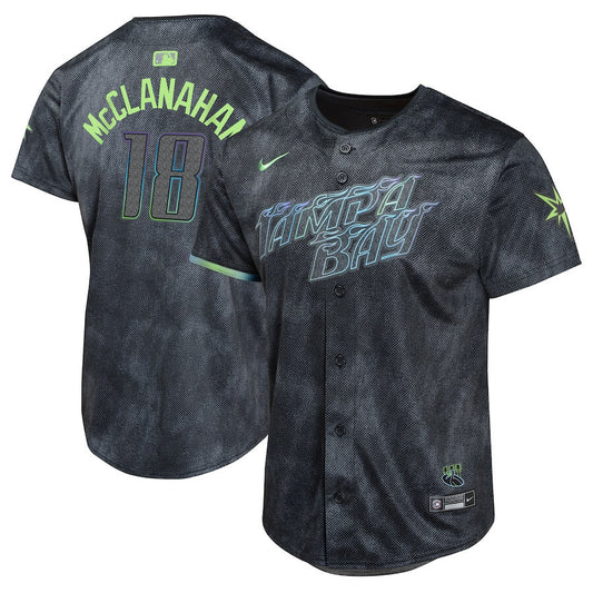 Tampa Bay Rays Shane #18 McClanahan 2024 City Connect Limited YOUTH Jersey - Charcoal