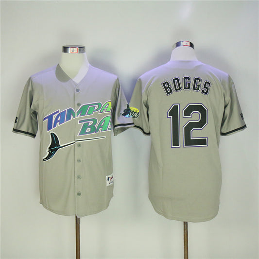 Tampa Bay Rays #12 Wade Boggs Rays 12 Gray Retro