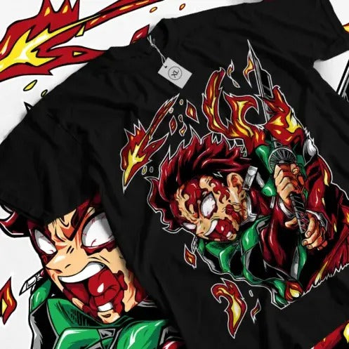 Tanjiro Demon Slayer T-shirt Kimetsu No Yaiba Horror Anime Nezuko Shirt All Size