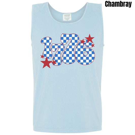 Tank Top - 1776 Blue Checker Comfort Colors Tank Top 'NLB' T-Shirts, Hoodie, Sweatshirt | InkThreadWorks.com