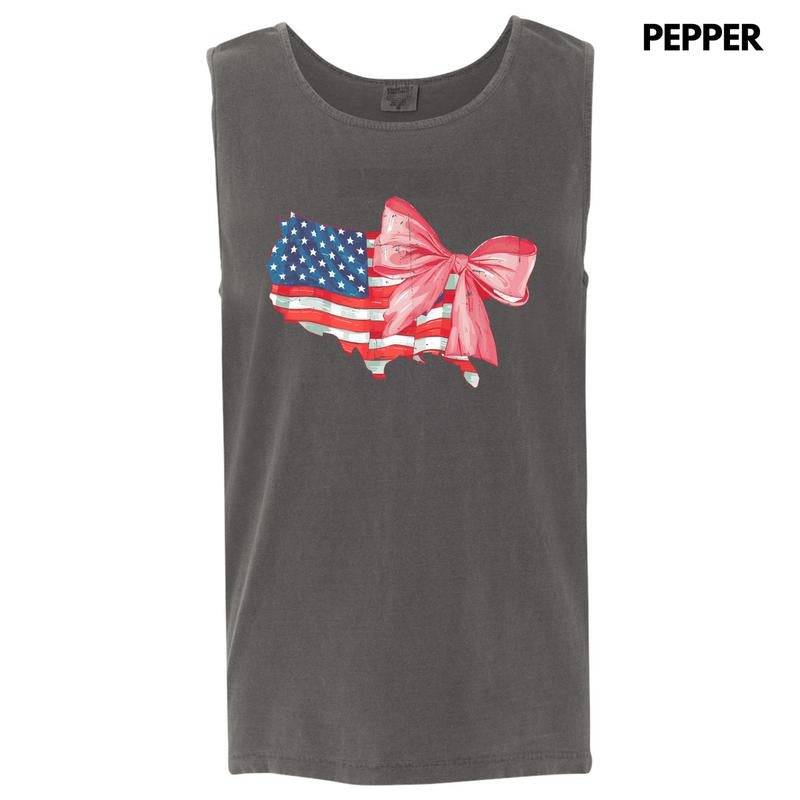 Tank Top - Bow USA Flag Comfort Colors Tank Top 'NLB' T-Shirts, Hoodie, Sweatshirt | InkThreadWorks.com