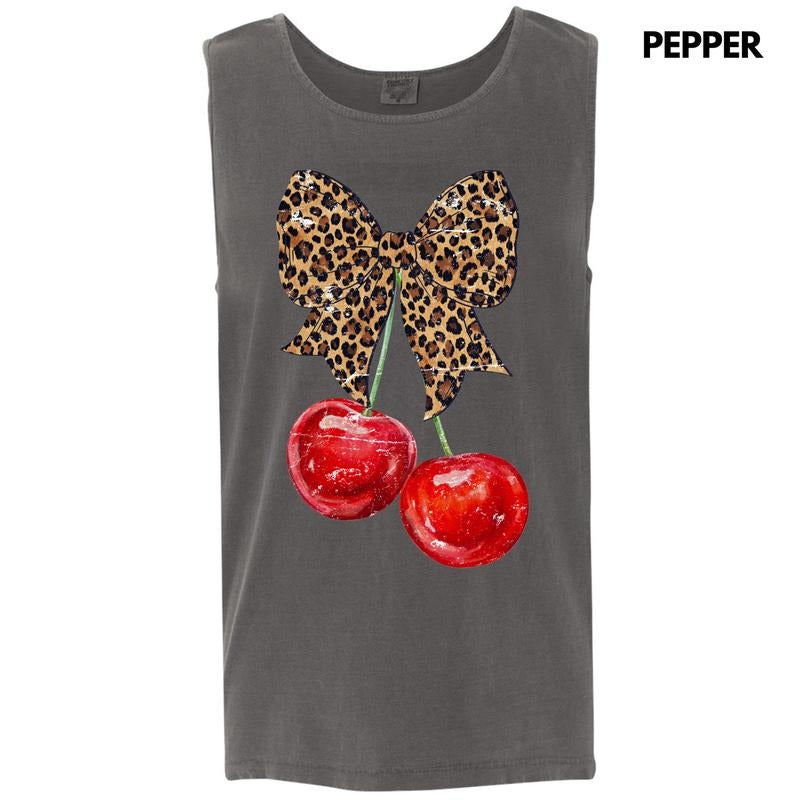 Tank Top - Cheetah Bow Cherries Comfort Colors Tank Top 'NLB' T-Shirts, Hoodie, Sweatshirt | InkThreadWorks.com