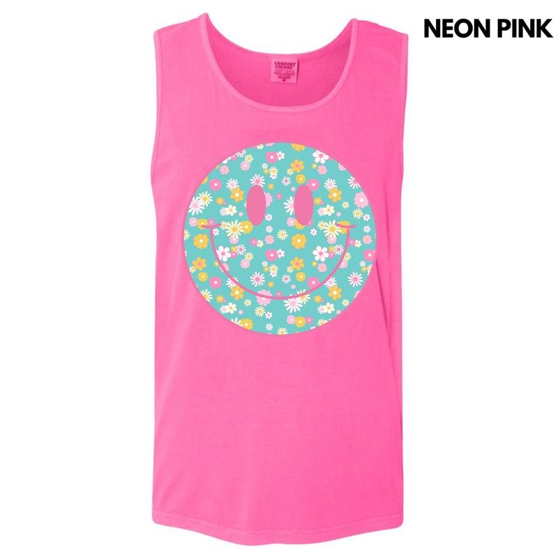 Tank Top - Ditzy Flower Happy Face Comfort Colors Tank Top T-Shirts, Hoodie, Sweatshirt | InkThreadWorks.com