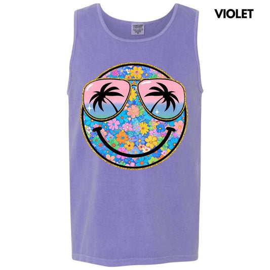 Tank Top - Keep It Cute Floral Happy Face Comfort Colors Tank Top 'NLB' T-Shirts, Hoodie, Sweatshirt | InkThreadWorks.com