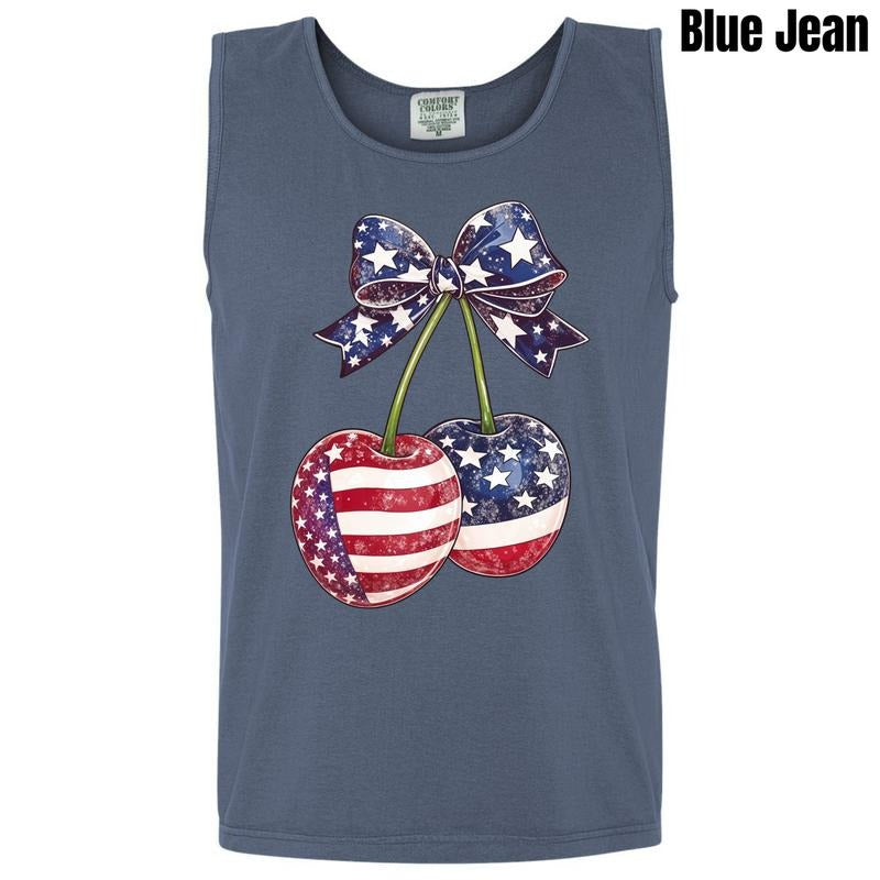 Tank Top - Patriotic Cherries Comfort Colors Tank Top 'NLB' T-Shirts, Hoodie, Sweatshirt | InkThreadWorks.com