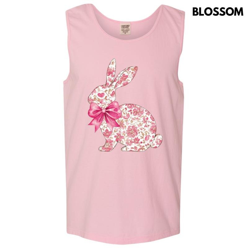 Tank Top - Pink Floral Easter Bunny Comfort Colors Tank Top T-Shirts, Hoodie, Sweatshirt | InkThreadWorks.com