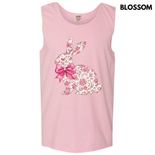Tank Top - Pink Floral Easter Bunny Comfort Colors Tank Top T-Shirts, Hoodie, Sweatshirt | InkThreadWorks.com