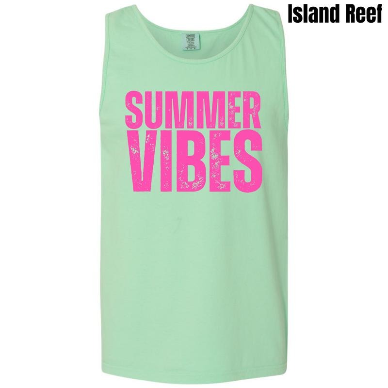 Tank Top - Pink Summer Vibes Comfort Colors Tank Top 'NLB' T-Shirts, Hoodie, Sweatshirt | InkThreadWorks.com
