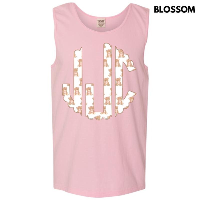 Tank Top - Teddy Bear Monogram Comfort Colors Tank Top 'NLB' T-Shirts, Hoodie, Sweatshirt | InkThreadWorks.com