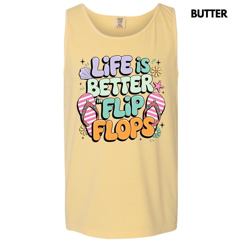 Tank Top -Better In Flip Flops Comfort Colors Tank Top 'NLB' T-Shirts, Hoodie, Sweatshirt | InkThreadWorks.com