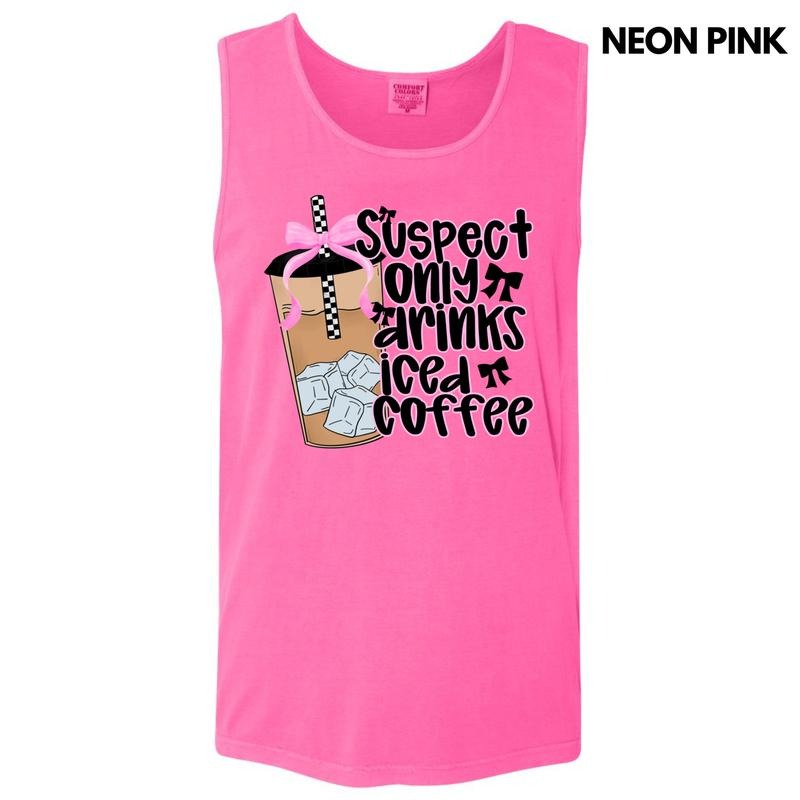 Tank Top -Suspect Drinks Iced Coffee Comfort Colors Tank Top 'NLB' T-Shirts, Hoodie, Sweatshirt | InkThreadWorks.com
