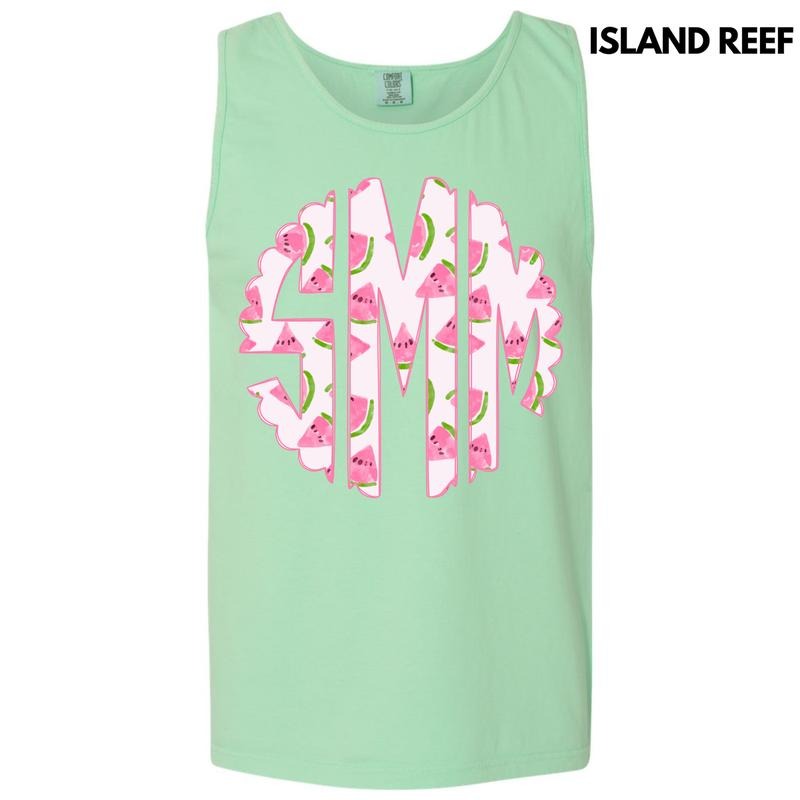 Tank Top -Sweet Watermelon Monogram Comfort Colors Tank Top 'NLB' T-Shirts, Hoodie, Sweatshirt | InkThreadWorks.com