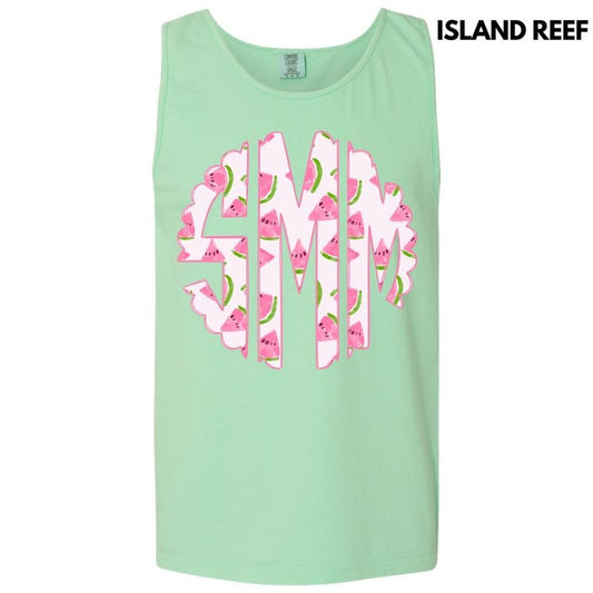 Tank Top -Sweet Watermelon Monogram Comfort Colors Tank Top 'NLB' T-Shirts, Hoodie, Sweatshirt | InkThreadWorks.com