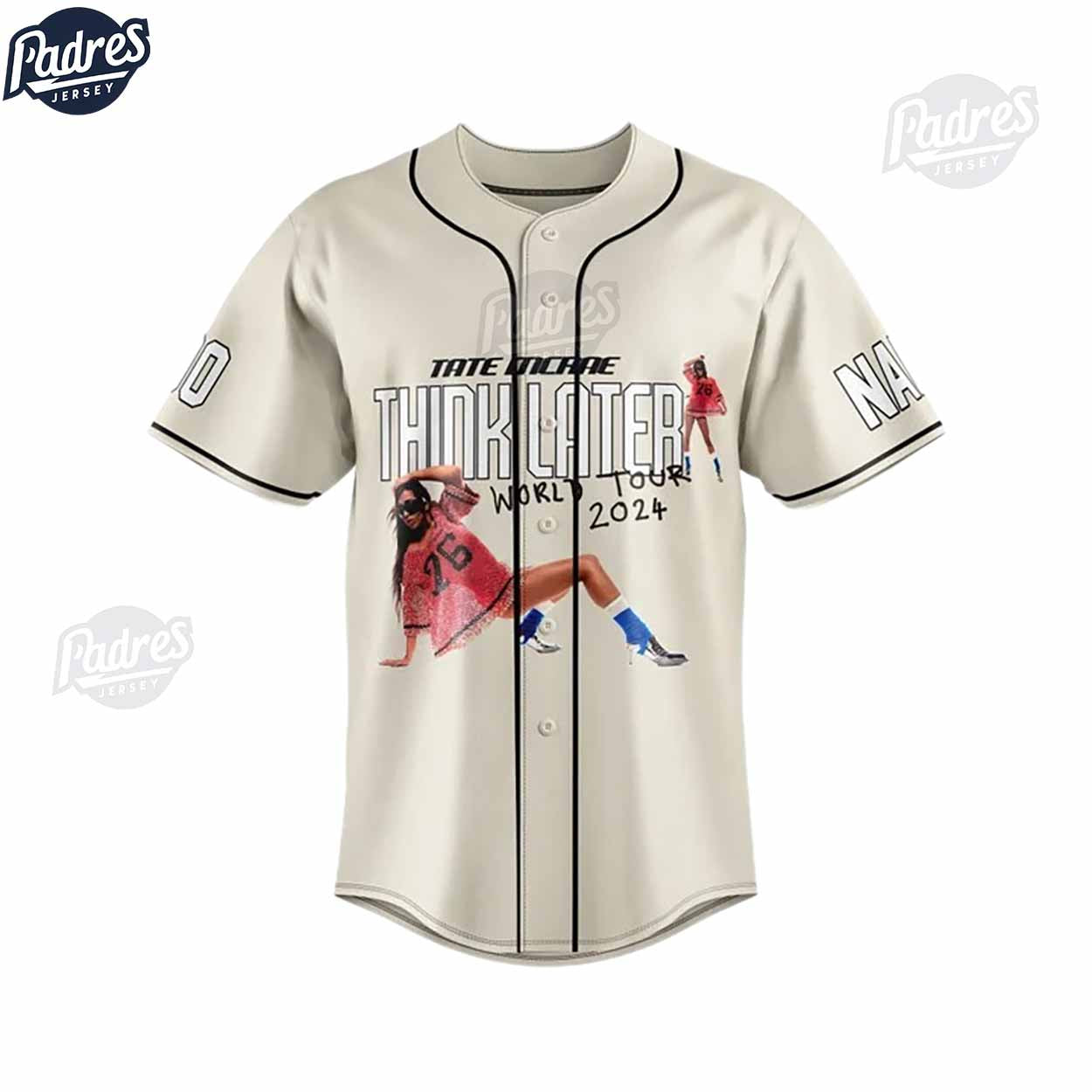 Tate McRae Think Later World Tour 2024 Baseball Jersey For Sale - Padres Jersey Oasis: Elevate Your Baseball Style Game