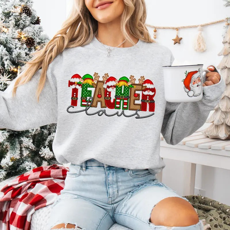Teacher Claus Unisex Sweatshirt T-Shirts, Hoodie | InkThreadWorks.com