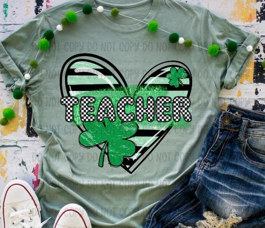 Teacher Clover Heart DTF Transfers - THIS IS NOT A SHIRT Hoodie, Sweatshirt | InkThreadWorks.com