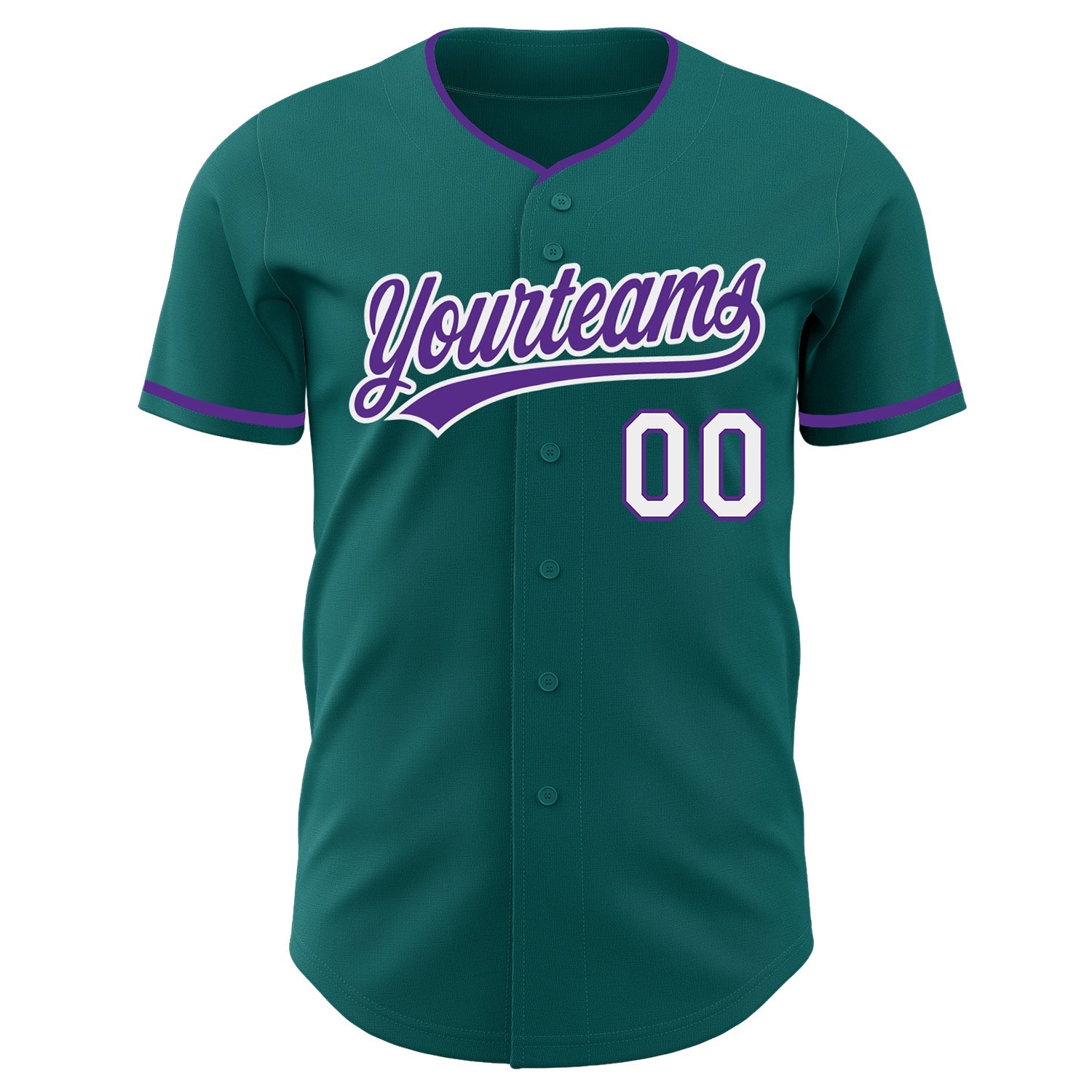 Custom Teal Purple-White Authentic Baseball Jersey