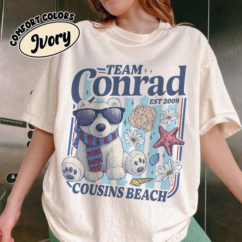 Team Conrad Junior Mint Bear Shirt Comfort Colors, Cousins Beach TSITP Shirt, Summer Beach Tee, Team Conrad Cousins Beach...