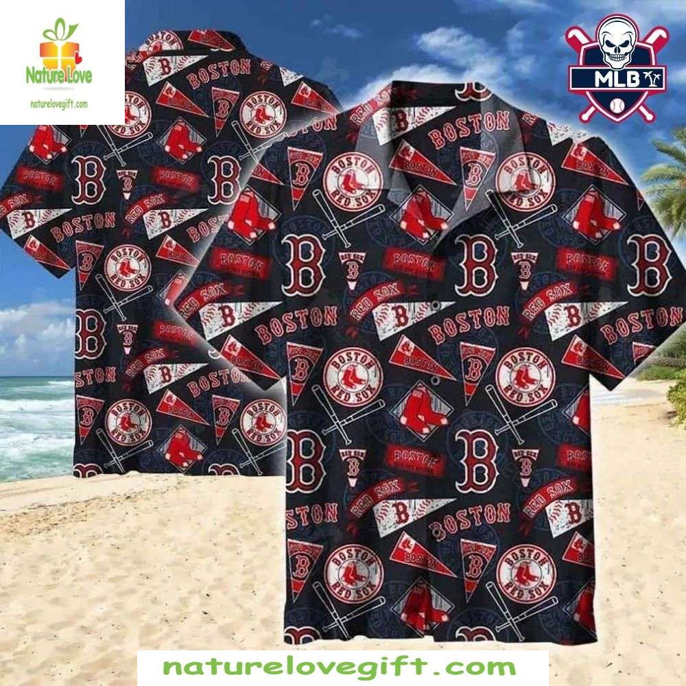 Boston Red Sox MLB Hawaiian Shirt Team Logos Tropical Baseball Apparel