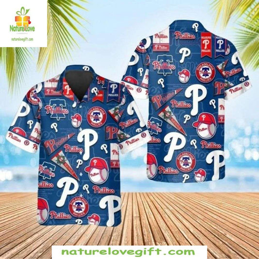 Philadelphia Phillies Hawaiian Shirt Team Spirit Blue MLB Baseball Apparel