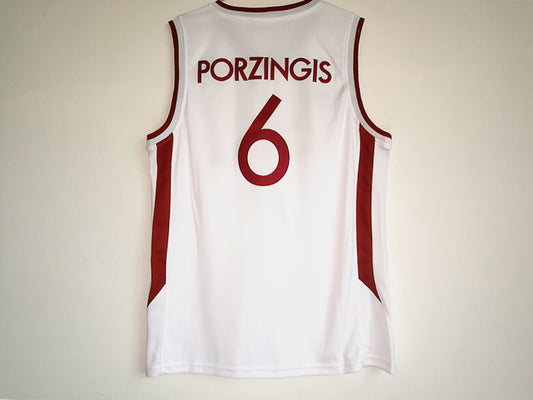 Team Latvija #6 Kristaps Porzingis 6 # 2017 Team White Basketball Jersey