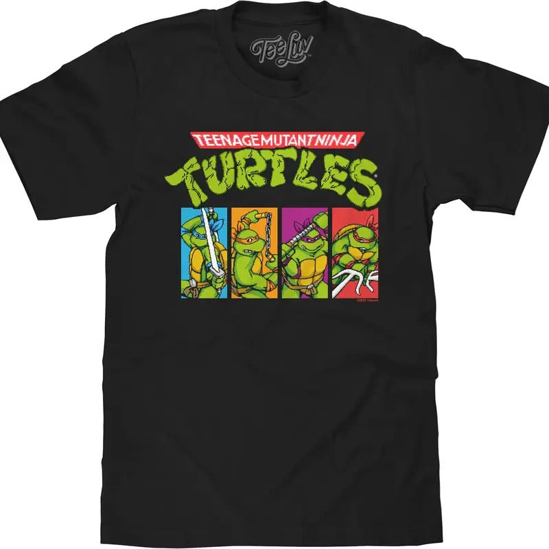 Teenage Mutant Ninja Turtles Pixelated Graphic T-Shirt - Black graphic tee
