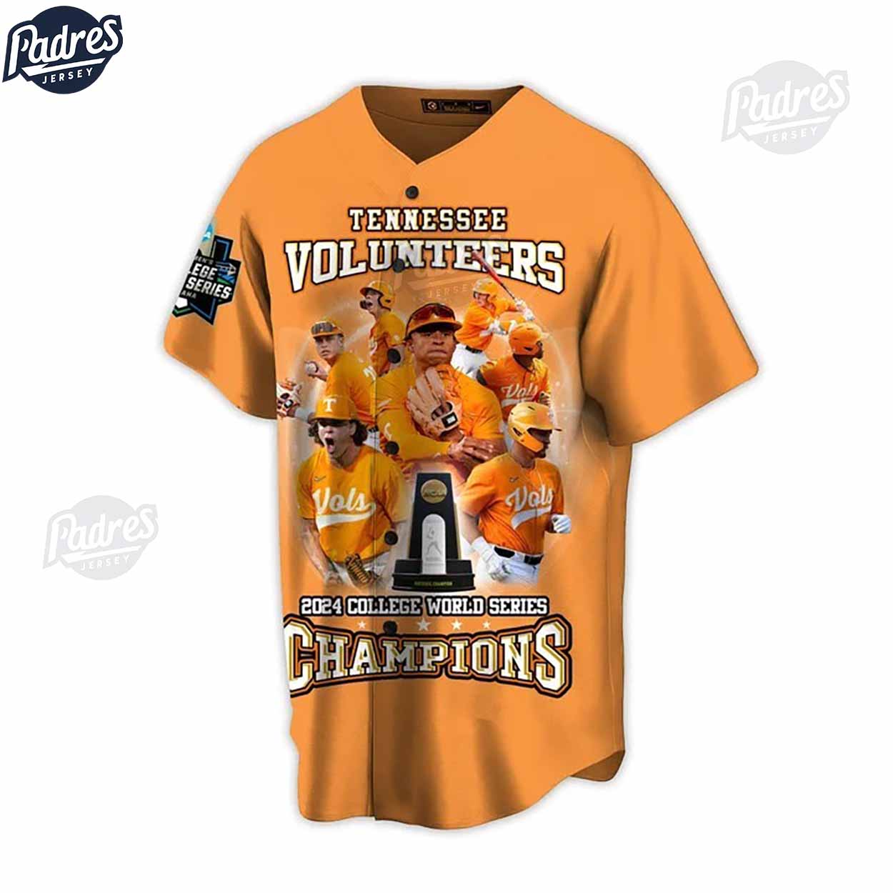 Tennessee Volunteers 2024 College World Series Champions Custom Baseball Jersey - Padres Jersey Oasis: Elevate Your Baseball Style Game