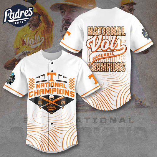 Tennessee Volunteers 2024 National Champions White Baseball Jersey - Padres Jersey Oasis: Elevate Your Baseball Style Game
