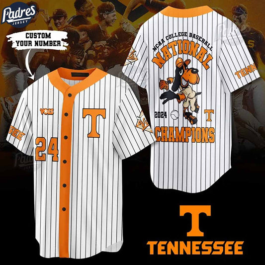 Tennessee Volunteers Champions 2024 Custom NCAA Baseball Jersey - Padres Jersey Oasis: Elevate Your Baseball Style Game