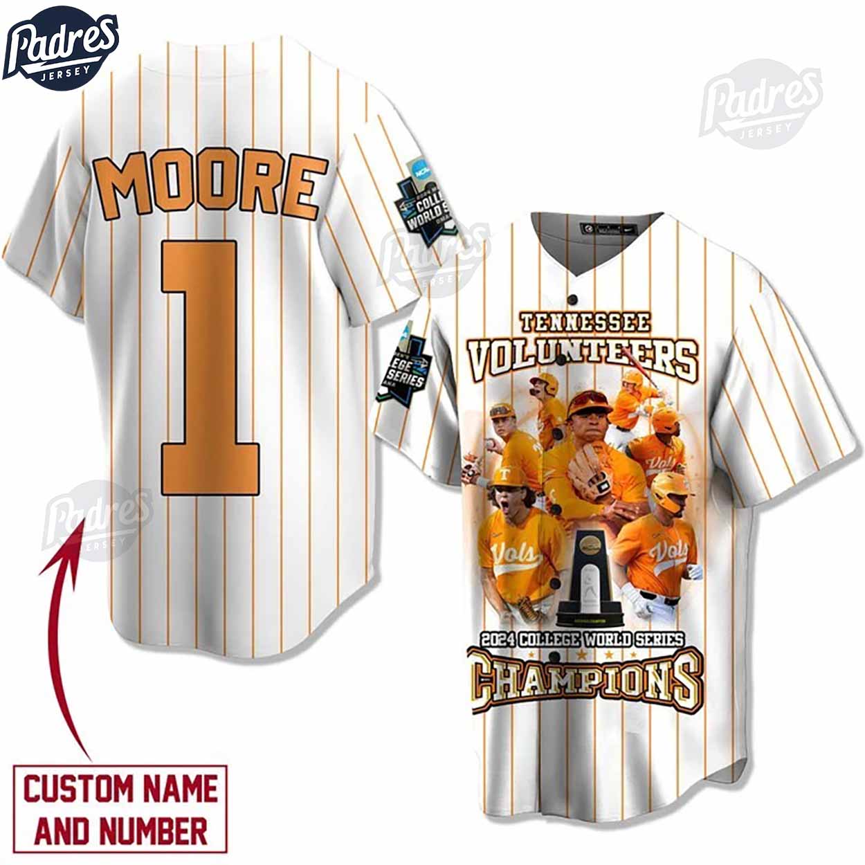 Tennessee Volunteers Champions 2024 Lightweight Custom Baseball Jersey - Padres Jersey Oasis: Elevate Your Baseball Style Game